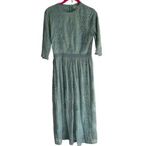 HIDDEN ALLEY Vintage Inspired Sage Green Lace‎ Ladies Midi Dress, M